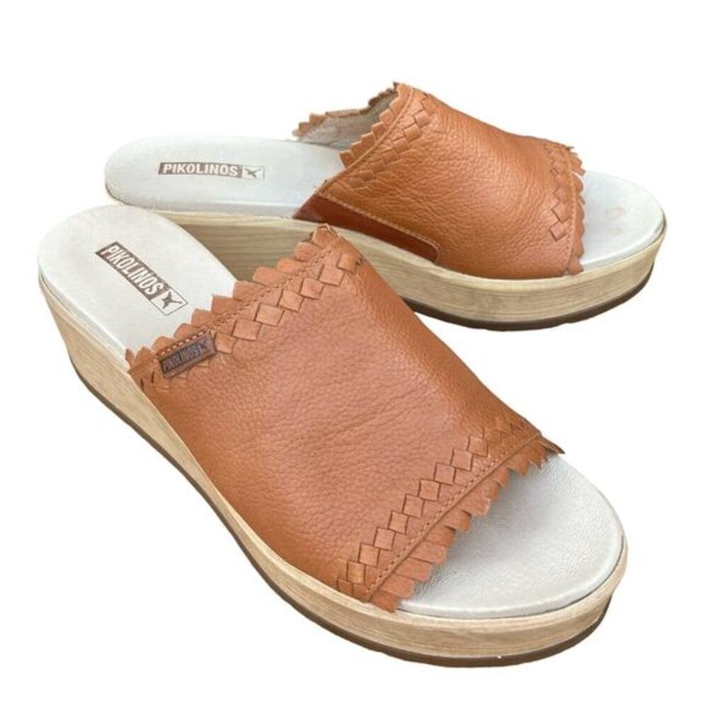 Pikolinos slides wedges women's size 10 - 10.5 EU 41 brown mules sandals braided